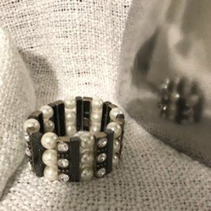 Lia Sophia Stretch Faux Pearl & Rhinestone Bracelet